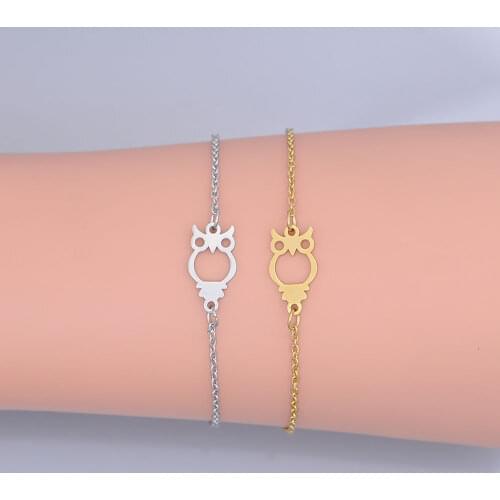 100% Stainless Steel Dainty Night Owl Charm Bracelet For Women Wholesale OEM Jewelry Order Accepted Super Quality