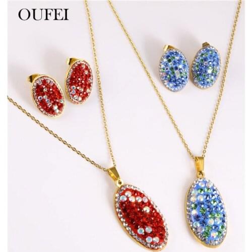 OUFEI Stainless Steel Jewelry Sets Charms Necklace Earrings Set Of Earrings For Women Fashion Jewelry Free Shipping