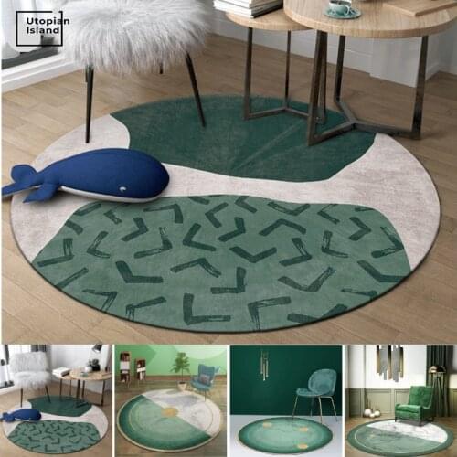 Green Marble Rugs For Living Room 3D Round Carpets For Bed Room Home Carpet Floor Mat Woven Rug Carpet Kids Room Turkish Carpet