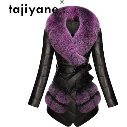 Tajiyane Real Sheepskin Jacket Women White Duck Down Coat Woman Natural Fox Fur Collar Womens Parkas Sweet Abrigo Mujer TN1193