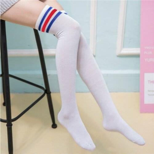 Women Cotton Stockings For Girls Warm Thigh High Socks Over Knee Socks Long Cotton Striped Socks medias Sexy Stockings Harajuku