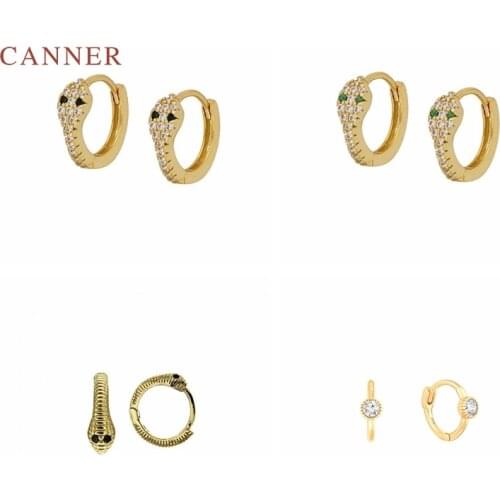 CANNER Real 925 Sterling Silver Earrings For Women Retro Little Snake Earrings Hoops Korean Silver Gold Jewelry Pendientes