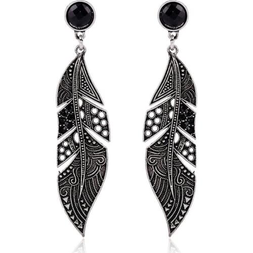 New Arrival Elegant Bohemian Vintage Feather Earring Summer Style Dangle Earring Accessories For Women