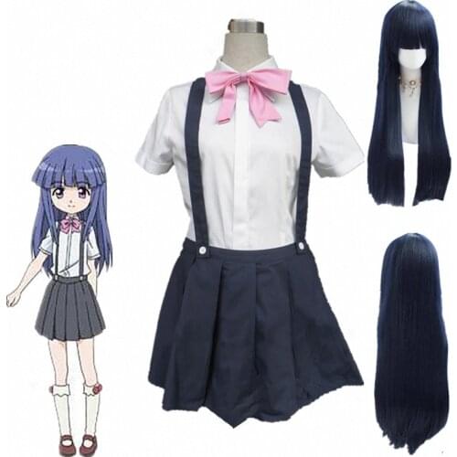 Anime Higurashi no Naku Koro ni Rika Furude Cosplay Costume girls cosplay uniform custom made size cosplay wigs