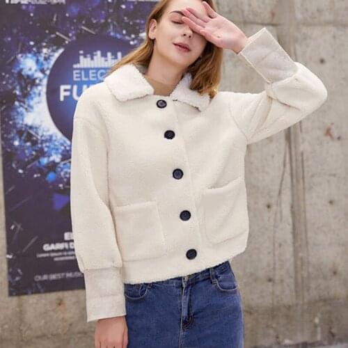 Faux fur lamb lamb velvet fur coat female short paragraph autumn and winter plush sheep coat