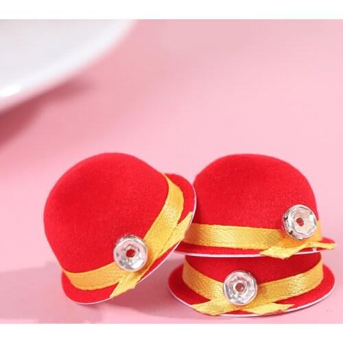 1:12 Dollhouse Miniature Doll Hat Fashion Cap Red Bowler Hat Doll Decor Toy