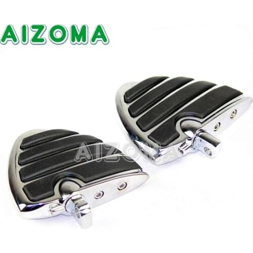 1 Pair Motorcycle Front Rear Wing FootRests Foot Pegs for Harley Honda Suzuki Yamaha Chrome Male Mount Billet Footpegs Foot Rest