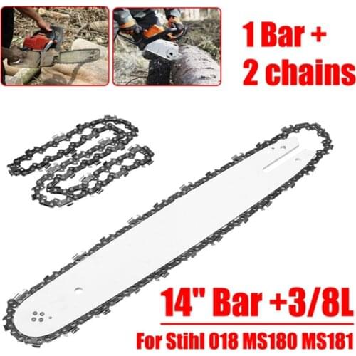 14 Inch Bar +3/8L 2Pcs Chains Fit For Stihl 018 Ms180 Ms181 Chainsaws Chain Saw