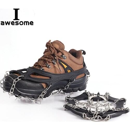 19 Teeth Steel Ice Gripper Spike For Shoes Anti Slip Outdoor Hiking Climbing Snow Spikes Crampons Cleats Chain Claws Grips Boots