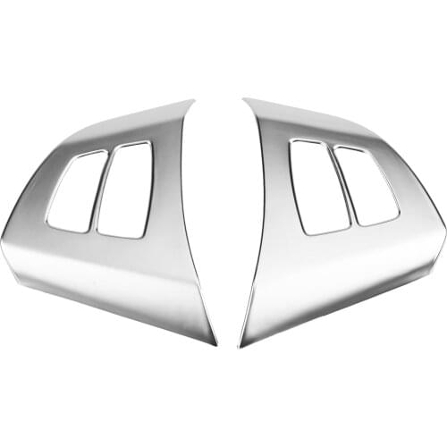 2pcs Chrome Steering Wheel Button Frame Decoration Cover Trim For BMW X5 E70 2008-2013