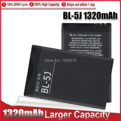 5PCS 1-1320mAh BL-5J BL 5J for Nokia 5800 5800XM 5230 5228 C3 Lumia 520 525 X6 X9 200 201 2010 302 battery