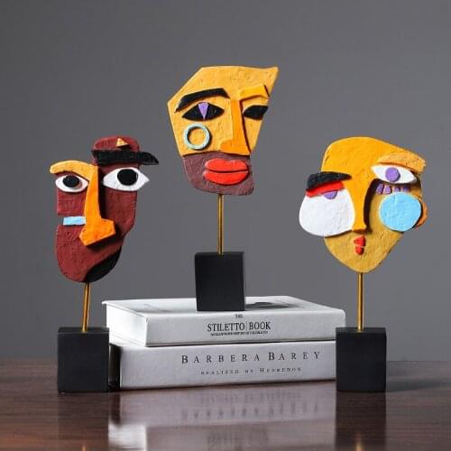 Abstract Face Craft Bookshelf Office Decoration Accessories Modern Art Living Room Home Interior Desktop Carving Ornament