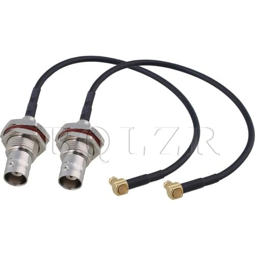 BQLZR 2 PCS BNC Jack Female to MCX Male Right Angle Adapter Pigtail Cable