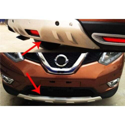 For nissan Rogue x trail 2014 2015 2PCS metal front + rear bumper bottom guard protector with key hole