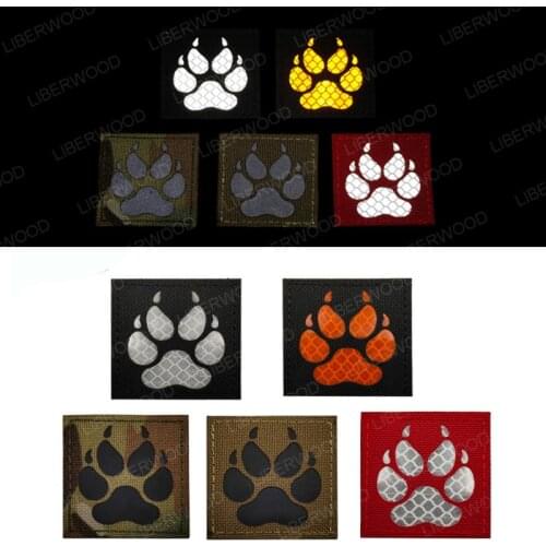 K9 Dog Paw Pet Infrared Reflective CP Hook Loop Patch DIY Multicam Emblem Applique for Coat Vest Clothing Jackets Parche Militar