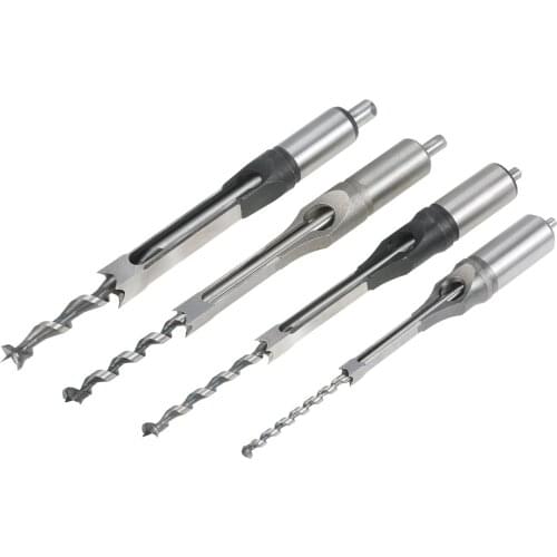 KKmoon S-quare Hole Drill 4pcs Woodworking Mortising Chisel Set S-quare Drill Woodworking Drill 1/4'' 5/16'' 3/8'' 1/2'' DIY Kit