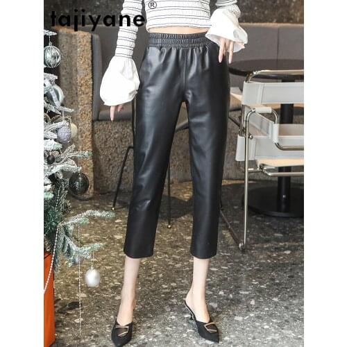 Leather Sheepskin 100% Pants Women Korean Fashion Pencil Pants Female Plus Size 4xl 2021 Pantalons Capris Pph4559