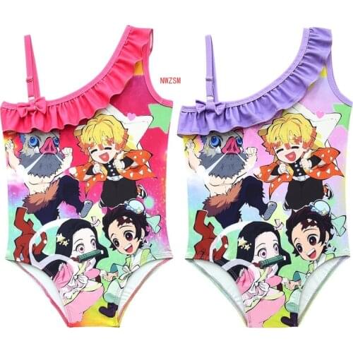 Kamado Tanjirou Swimsuit with Keychain,Anime Demon Slayer Costume Cosplay Swimwear One Pieces 2021 new 2-8 years old