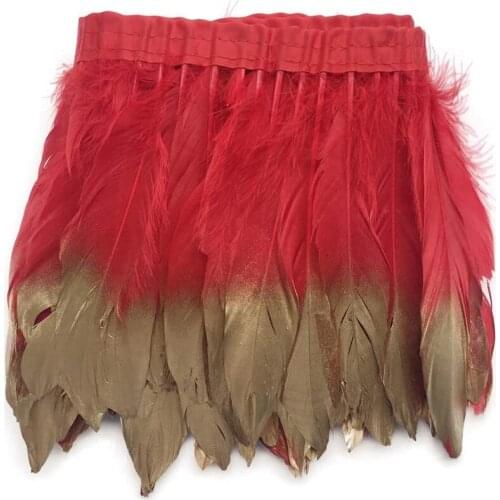 2meter Gold Silver Embellishment Goose Feathers Trims Diy Plumas Fringe Ribbons for Needlework Wedding Decoration Plumes 15-20cm