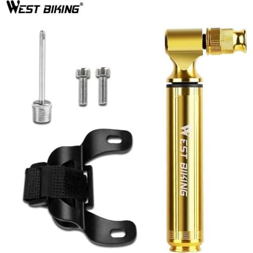 WEST BIKING Mini Portable Aluminium Alloy Bicycle Air Pump Bike Tire Inflator Super Light Accessories MTB Road Bike Cycling Pump