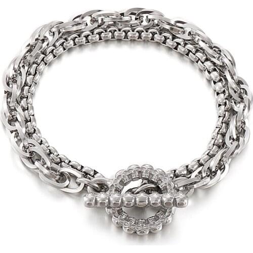 HAOLYNJOY 4/6mm Popcorn O-Chain Mens Stainless Steel Fashion Bracelet Combination Jewelry