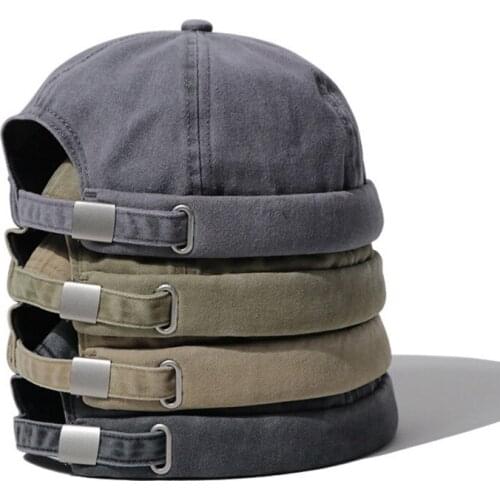 Washed Vintage Visor-Less Cap Retro Summer Beanie Brimless Docker Watch Skull Cap Rolled Cuff Harbour Hat Baseball Cap Men Women