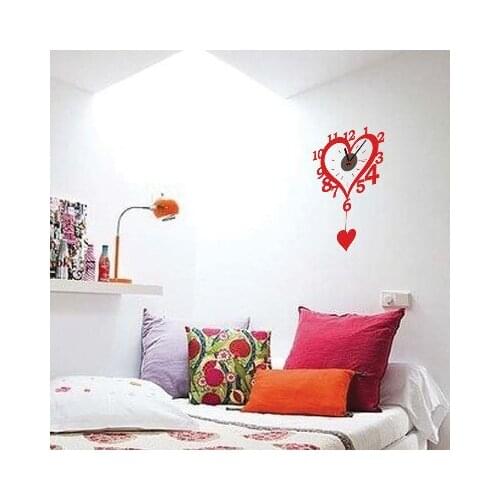 Heart shaped clock Sticker Bedroom Living Room Home DIY Removable Mural PVC Decal custom removable waterproof