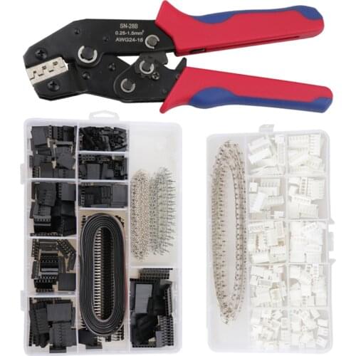 Crimping Pliers Set SN-28B Kit For 2.54mm Dupont Connector Crimp Pins 0.25-1.5mm² 24-16AWG 460pcs 2.54mm JST-XH JST Terminals