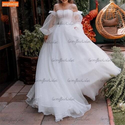 Charming Wedding Dress 2021 vestido de noiva A The Line Off-Shoulder Lantern Sleeves Lace Bride Dress Custom Made robe de mariee