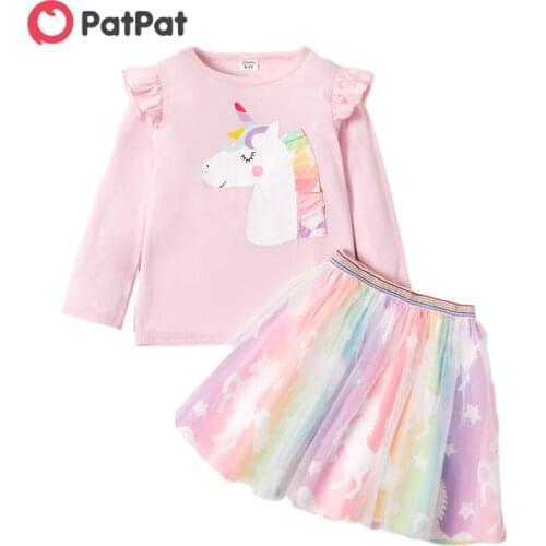 PatPat New Arrival 2021 Spring and Summer Kid Girl Unicorn Sets Kids Clothing Cute and Trendy Childrens Clothing