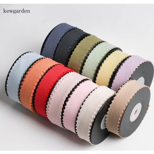 Kewgarden 25mm 38mm 10mm 1" 1.5" Dot Side Stripe Ribbons Handmade Sewing Tape DIY Hairbow Corsage Accessories Packing 10 Yards