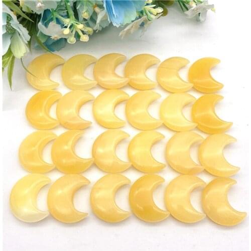 Drop Shipping 1pc Natural Yellow Topaz Moon Shaped Gemstone Healing Crystal Specimen Polished Stones Natural Stones and Crystals
