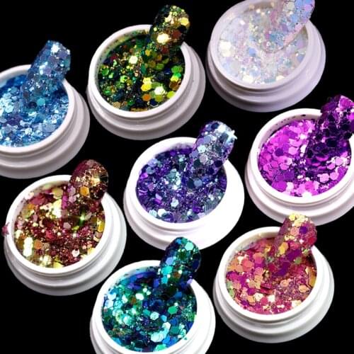 Holographics Flakes Gold Pink White Flakes Slices Chrome Pigment Dust Nail Powder Glitter Sequins Nail Art Decoration Manicures