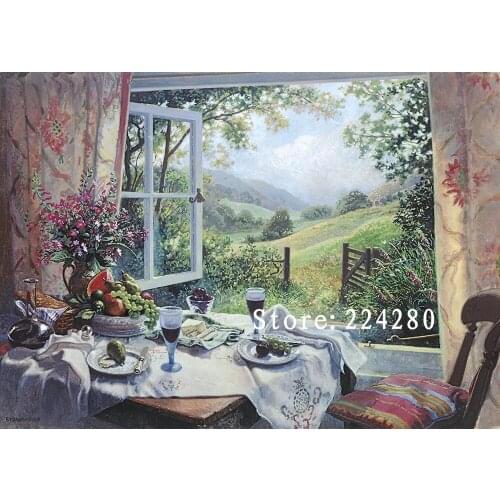 New Needlework,Cross stitch Fruit, Glass window Scenery Handmade 14CT canvas DIY,Cross-stitch kits,Embroidery Art Home Decor
