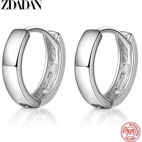ZDADAN 925 Sterling Silver Smooth Hoop Earrings For Women Fine Jewelry Accessory Fashion Party Gift