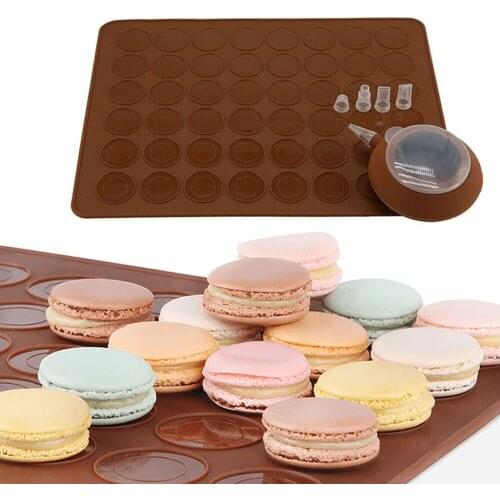 48 Cavities Macaron Cake Silicone Baking Tray Mat + 4 Nozzles Decorating Pot For Kitchen Tool Baking Dish Pan