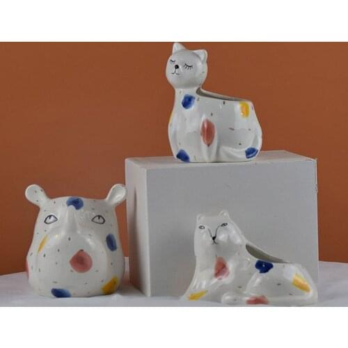 Nordic Creative Cute Cartoon Animal Flower Flower Pot Succulent Small Potted Green Plant Office Home Balcony Garden Decoration