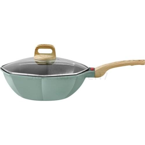 Net red green star anise frying pan Maifanshi non stick pan deep frying frying pan household pan frying pan 32cm