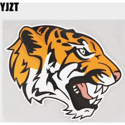 YJZT 13.2CM×11.2CM Fashion Tiger Head Totem Car Sticker PVC Decal 11C-0011