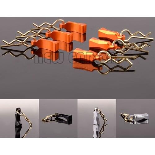 6PCS Body Clips with Aluminum Mount BCM004M For RC 1:10 Model Car Axial Yeti ROCK RACER