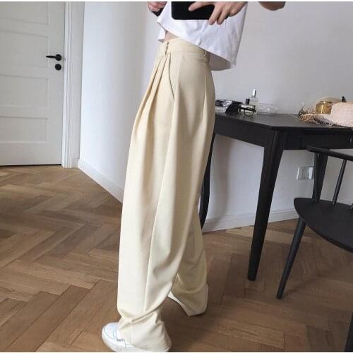 Plus Size High Waist Suit Pants Women Casual Loose Wide Leg Pants 2020 Summer Female Trousers Pantalon Mujer 205E