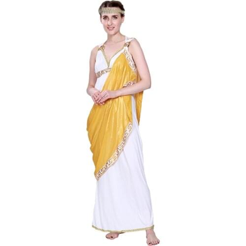 Snailify Sexy Roman Greek Goddess Long Dress Cosplay Halloween costume for Women Medieval Party Egyptian Robe with Headband