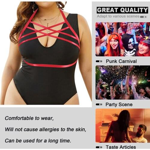 Plus Size Women Harness Bondage Chest Cross Straps Gothic Binding Body Lacing Adjust Breast Bra Belt Sexy Lingerie Club Rave