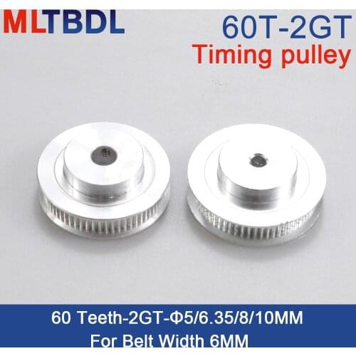 60 Teeth GT2 Timing Pulley Bore 5/6/6.35/8/10/12/14/15mm for width 6/10mm GT2 Timing Belt Small Backlash 2GT Belt 60Teeth 60T