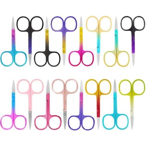 1PC Stainless Steel Sharp Tip Eyebrow Makeup Scissors Face Hair Trimming Tweezer Scissors Beauty Tool Curve Tip Makeup Tool