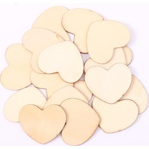 1000pcs 25mm Natural Plain Heart Wood Embellishments Wedding Crafts Toppers Chips Cardmaking Scrapbooking