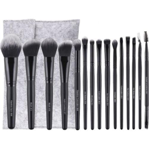 15pcs Black Makeup Brushes Comfortable Synthetic Hair Make Up Brush Set Foundation Eye Shadow Cosmetics Tool