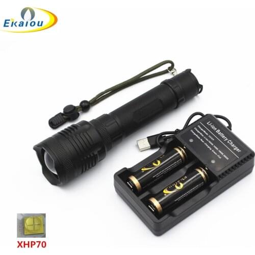 3000 Lumen flashlight xhp70 powerful Zoom hunting light camping light Aluminum material quality 3 mode torch