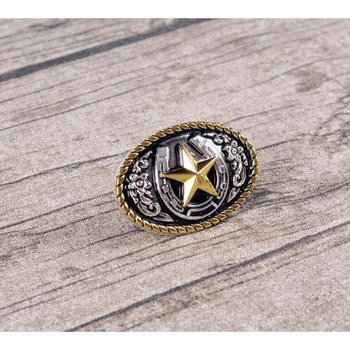 5PCS 45*30mm Western Texas Gold Silver COWBOY COWGIRL Horseshoes Ranger Star Saddles Bridle Decor Button Stud Rivet Screwback