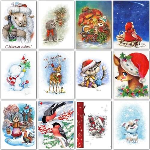 5D DIY Diamond painting Christmas deer animals cat snowman Full Round Diamond mosaic Full Square Diamond embroidery Cross stitch